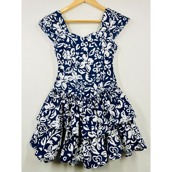 Vintage Girls 1980s  Tiered Floral Ruffle Dress Amy Too VTG Dress Floral VTG 80s - Picture 1 of 13